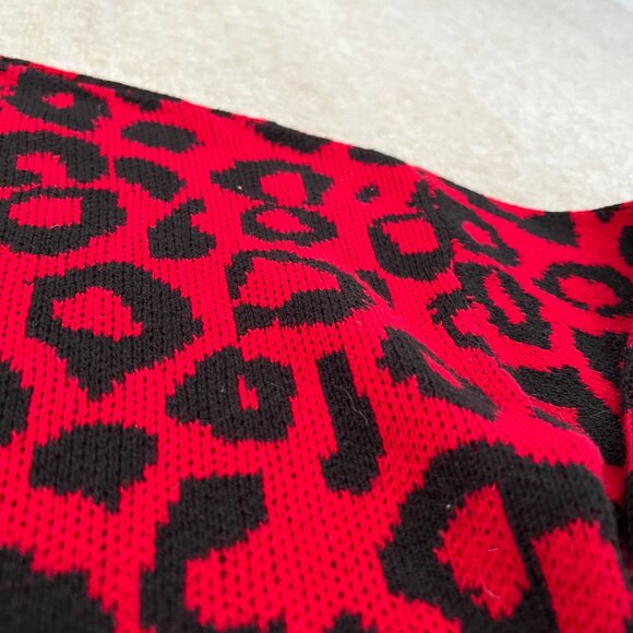 Revolve BCBG Max Azria Colorful Animal Print Cotton Crewneck Sweater S Red - Picture 8 of 9